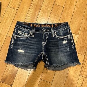 Rock Revival SZ 27 Mina Shorts EUC Embillished Fleur-de-lis. Never worn, no tags